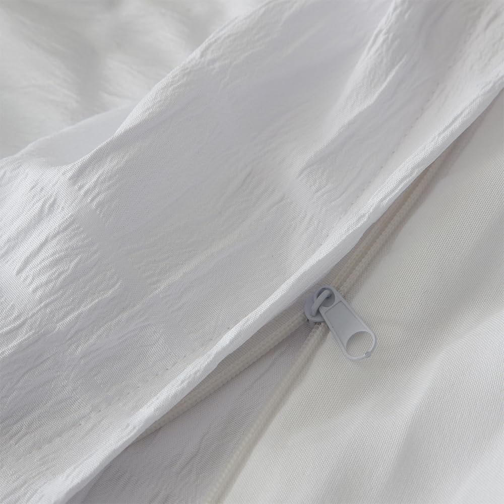 Seersucker Dekbedovertrek, wit, voor 135 cm bed (220 x 220 cm