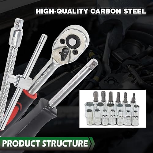 Miniatura 7 de GRAND ORANGE Juego de herramientas de zócalo de combinación de llave de trinquete de 1/4 "Herramienta de reparación de automóviles