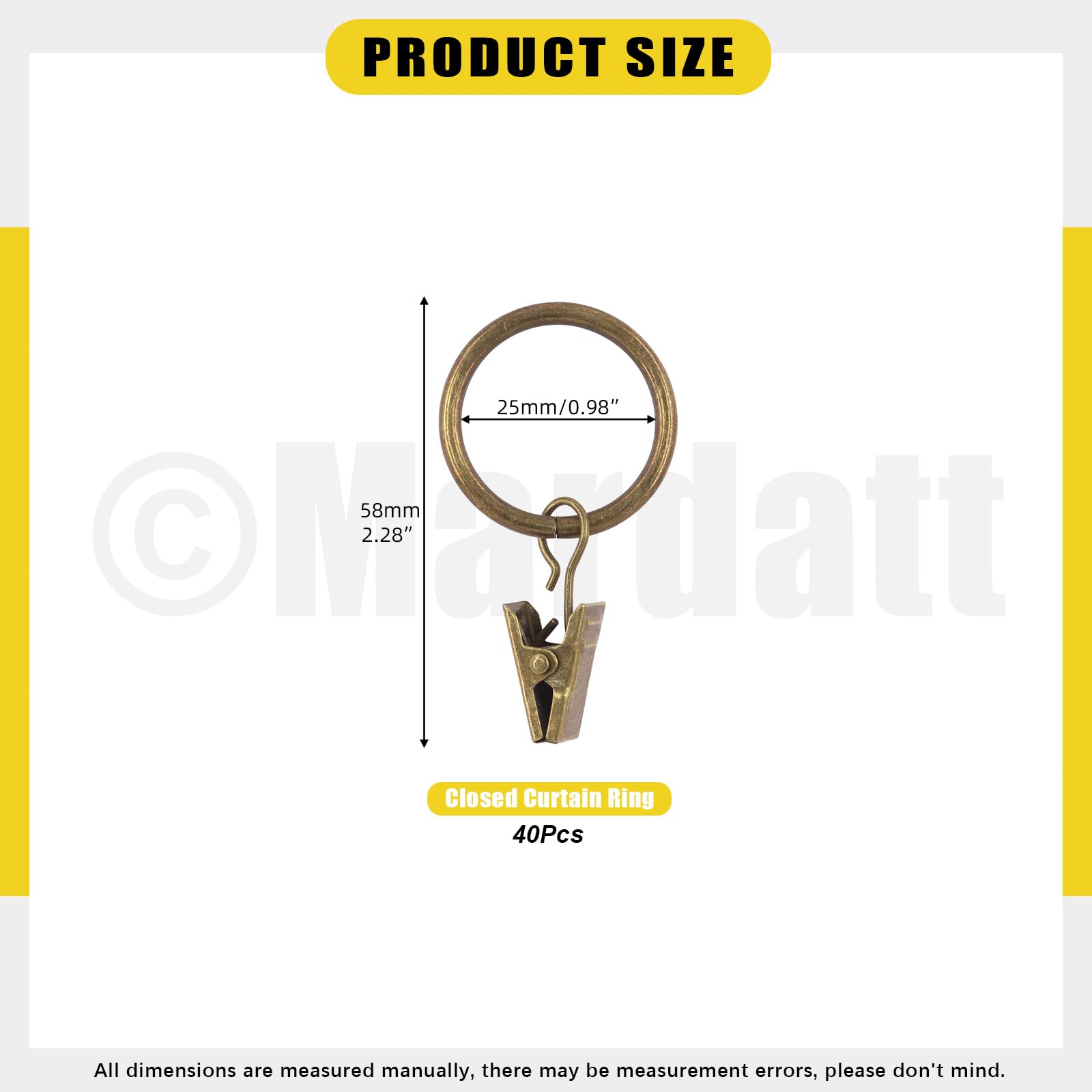 Mardatt 40Pcs Curtain Rings with Clips - Image 2