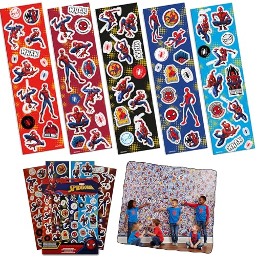 Lot de 5 autocollants de fenêtre de Noël Spider-Man | 65 autocollants réutilisables en PVC pour verre, portes et miroirs | Décorations de Noël amovibles...