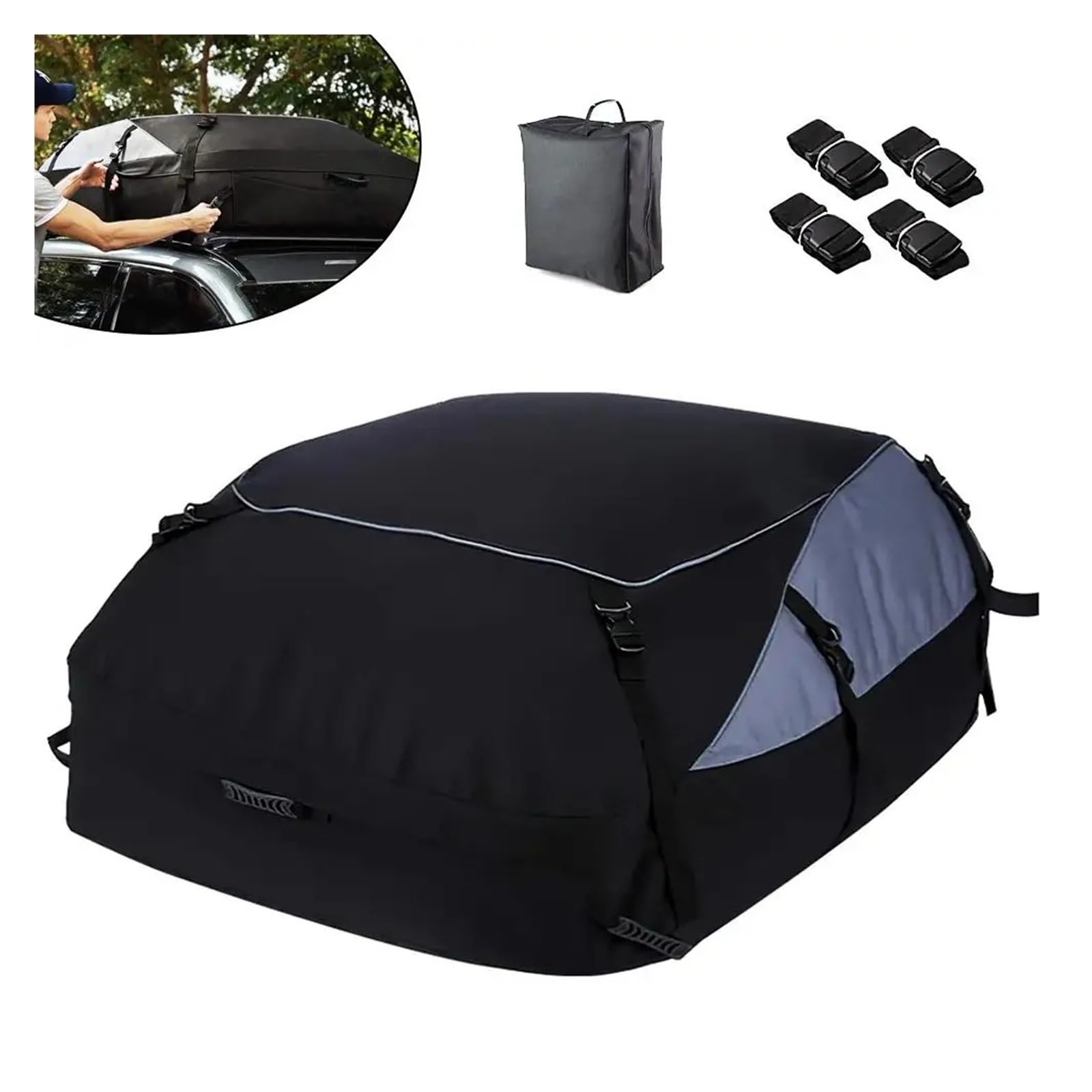 Dach Rack Gepäck Auto-Frachtdachtasche Wasserdicht Für Dachgepäckträger Aufbewahrungstasche 600D Oxford Für SUV Van Faltbare Dachtaschen Dachträger(B)
