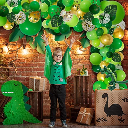 Rubfac 159Pcs Jungle Balloon Garland Arch Kit, Gold Lime Green Balloons Decoration With Artificial Turtle Leafs For Wild One Birthday Party, Safari Tropical Theme Baby Shower Supply #TOP6