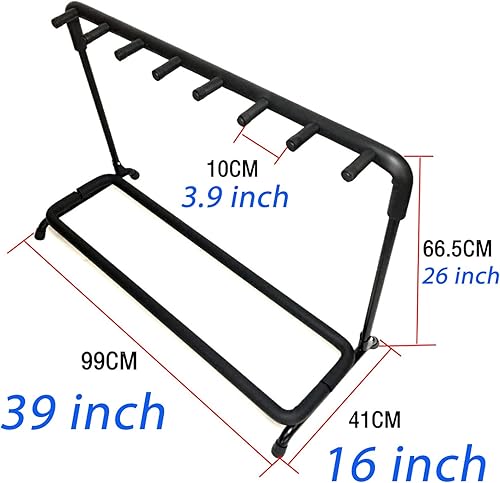 Miniatura 2 de Rosefinch Soporte para guitarra Multi 7 - Estante de exhibición universal plegable - Soporte de guitarra portátil negro con acolchado de goma
