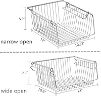 Vista 5 de SANNO Cestas apilables de 14 pulgadas de alambre para almacenamiento, organización, granja, cuchara, para despensa, cocina, armarios, baño