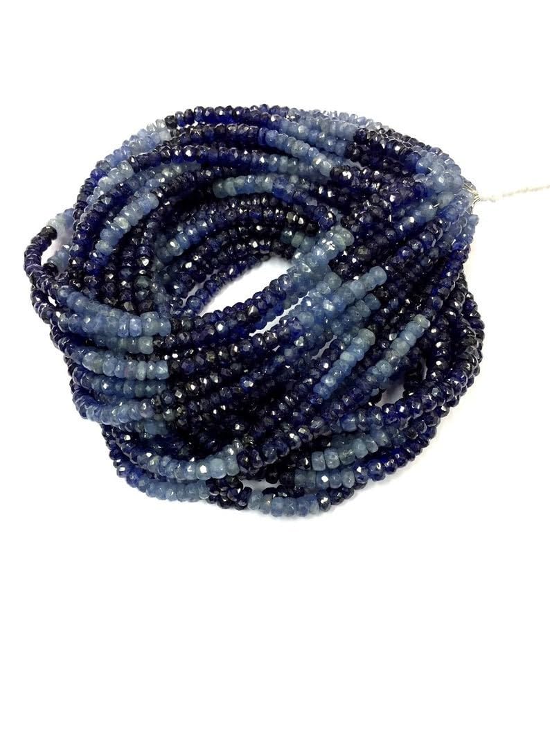 Perles rondes en saphir bleu naturel à facettes 4-5 mm pour création bracelet et collier