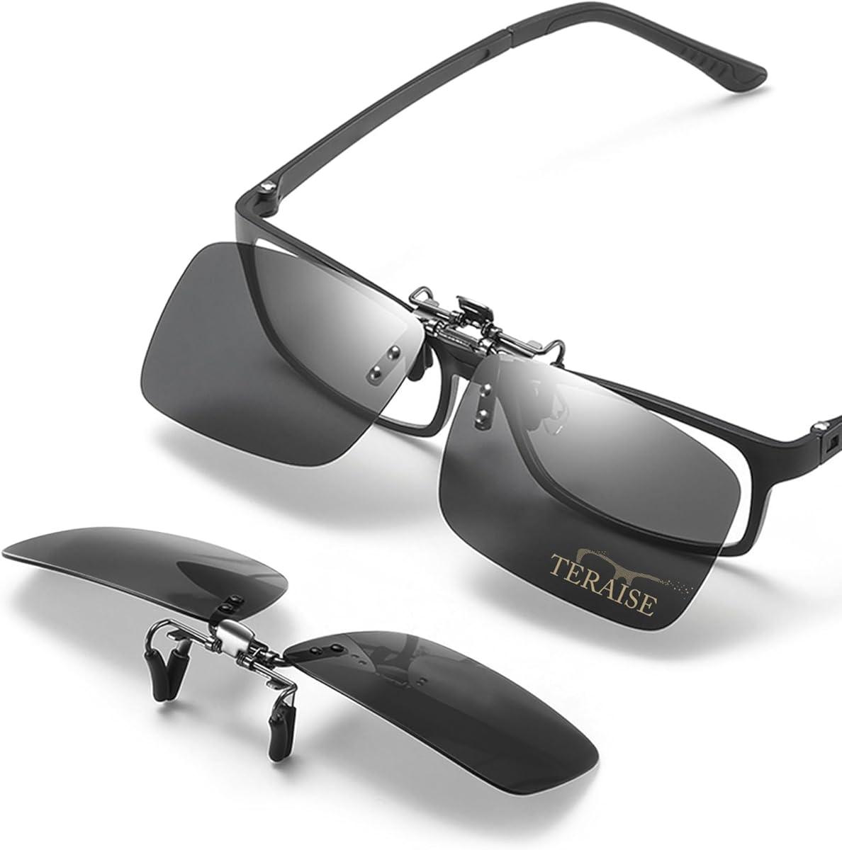 TERAISE Polarized Clip on Sunglasses Over Prescription Glasses Anti-Glare UV400 for Men Women Driving Travelling Outdoor