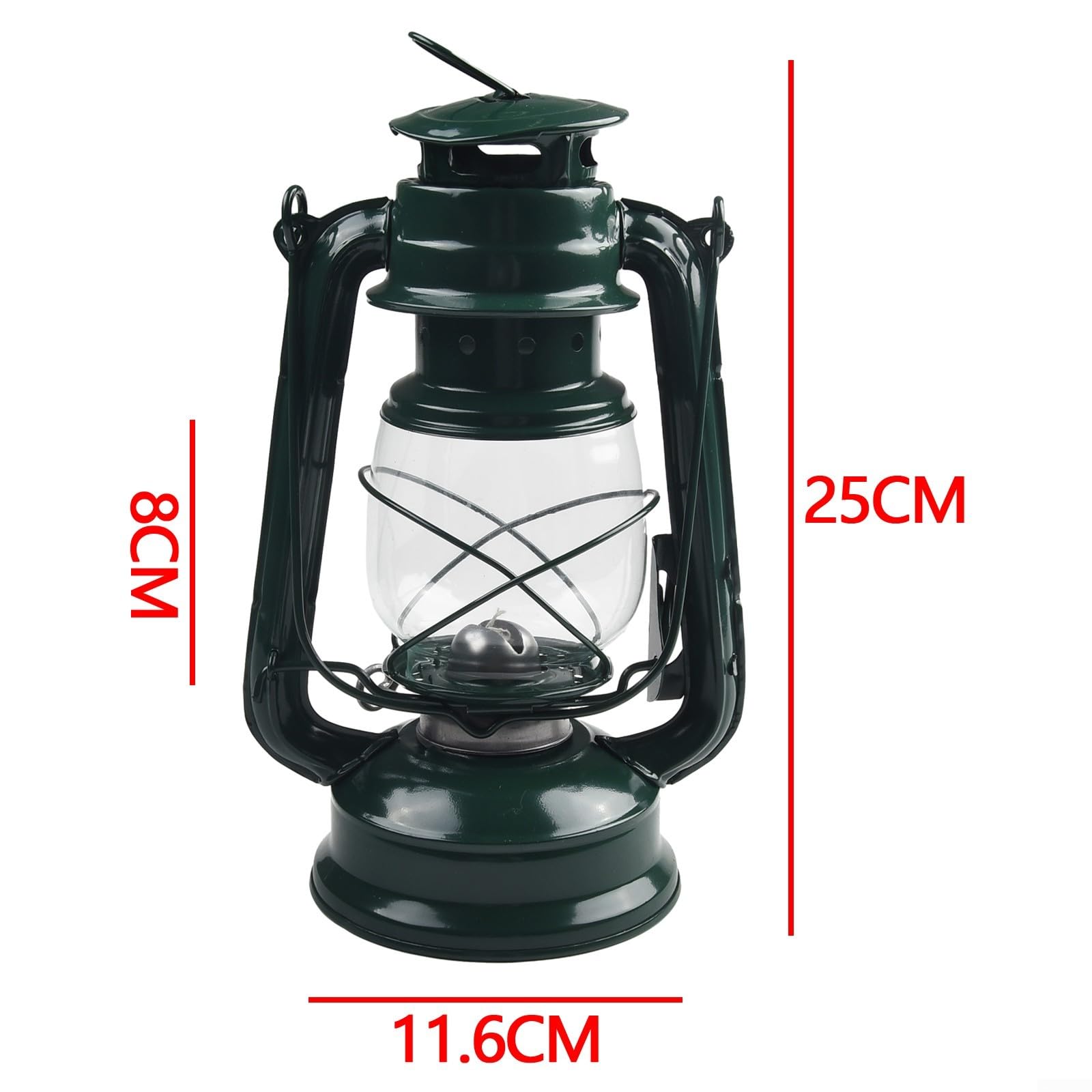 Lampade al cherosene in stile rétro, lampada a olio vintage con manico, lampada da tavolo per casa, giardino, campeggio Citronella (Verde-25CM)
