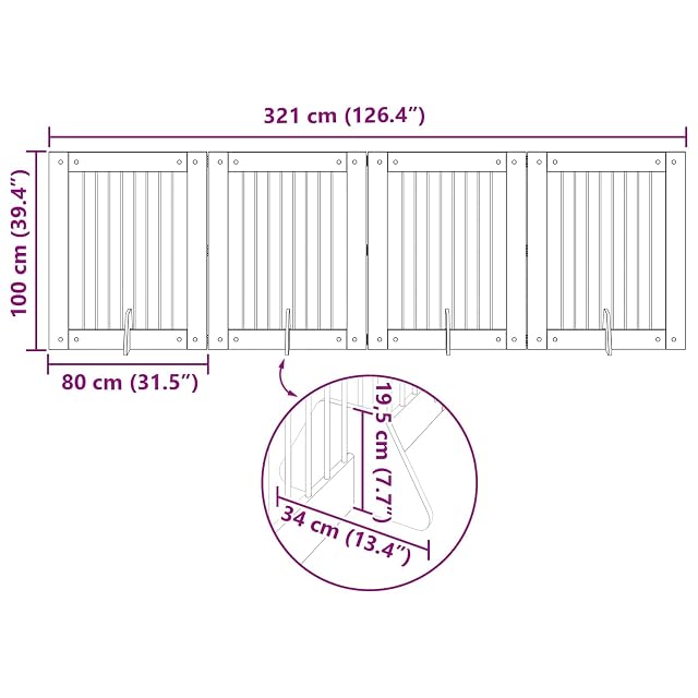 Foto 3 de 8 de vidaXL Puerta para Perros Plegable con Soportes 2 uds. Sonoma Gris