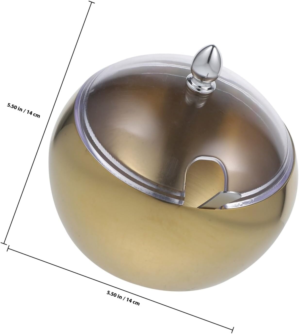 Stainless Steel Condiment Pot with Lid, Oblique Mouth Design