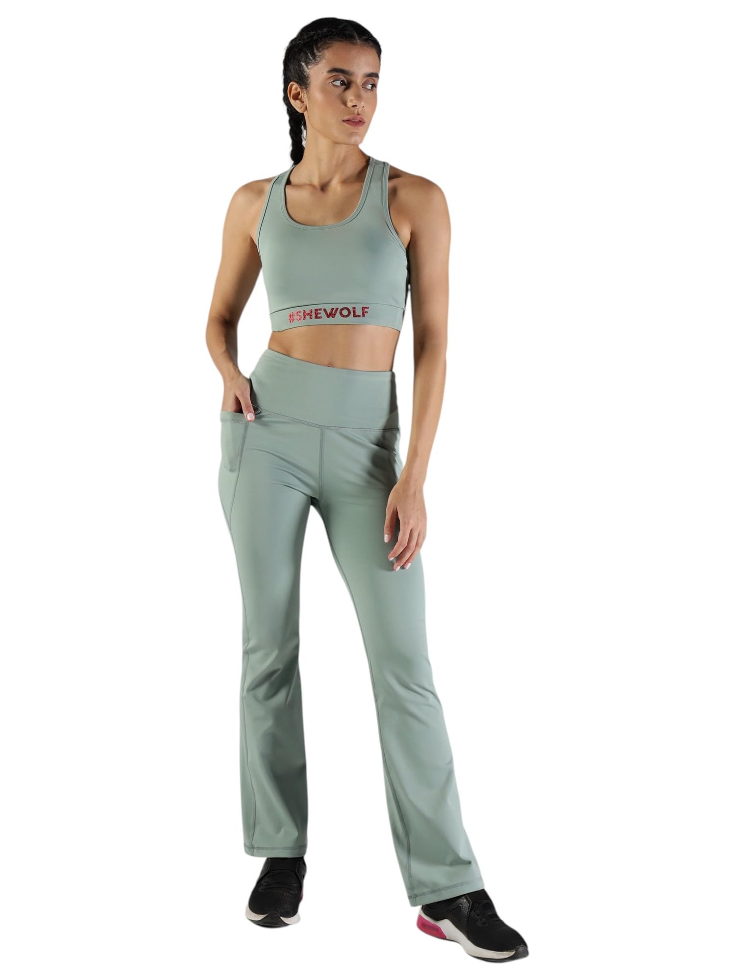 SheWolf Women's High Waist Flared Pants | Premium Stretch Athleisure Bottoms for Women | Yoga Pants | Gym Workout Pants | Travel & Casual Wear | Soft Breathable Flare Pants-image-33