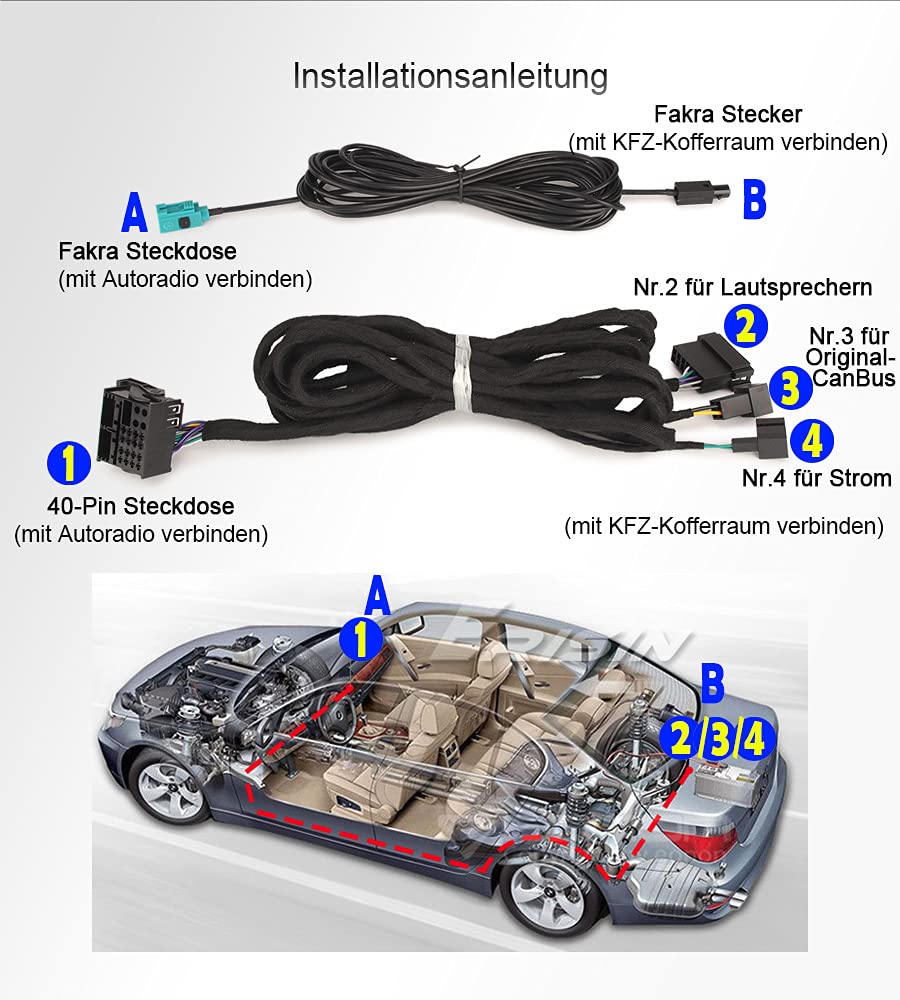 erisin Kabel przedłużający do Mercedes Benz W211 W463 W219 W215 W220 posiada system Fiber Optic System 6 m przedłużacz Power Radio Wiązka kabli, radio samochodowe Connect BZ6M