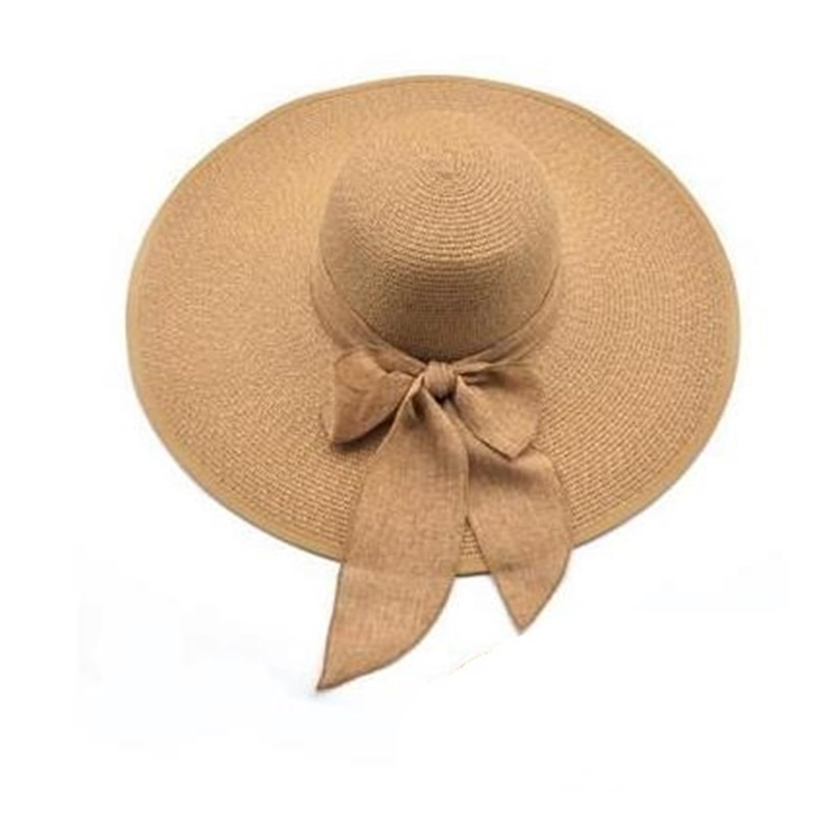 Fasksh Sombrero de paja de ala grande para mujer, sombrero de playa de ala ancha, ala grande, sombrero de paja para mujer