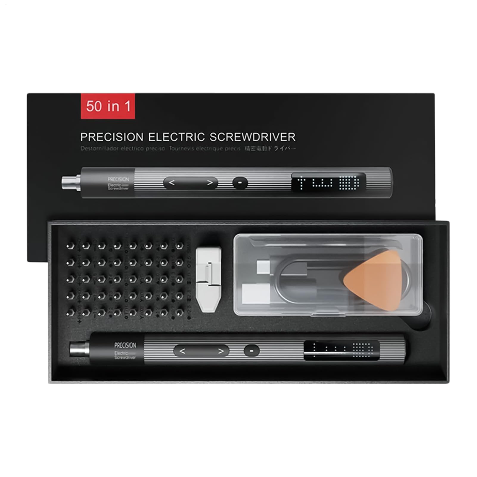 Destornillador Eléctrico 50 En 1 Mini Herramienta De Destornillador | 3 Ajustes de Par Luz LED para Tornillos de Relojes Para Reparación De Electrónicos Del Hogar PC Portátil