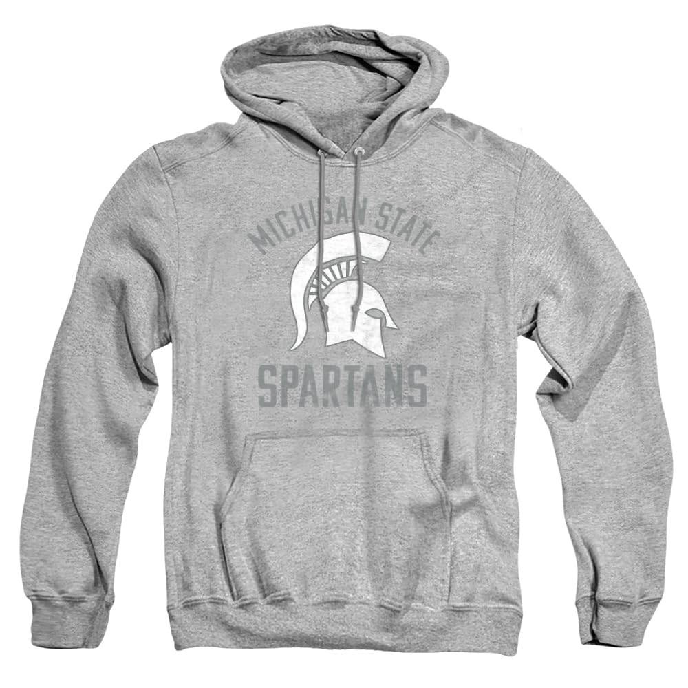 MSU Spartans Michigan State Large Unisex Adult Pull-Over Hoodie, Athletic Heather, Large