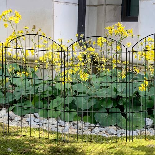 Thealyn Gartenzaun, 101CM * 71 CM * 5 Panneelen für den Außenbereich, rostfreies Metall, Hundezaun, Tierbarriere, Gartenzaun, Bordüre für Hof, Terrasse, Blumenbeet