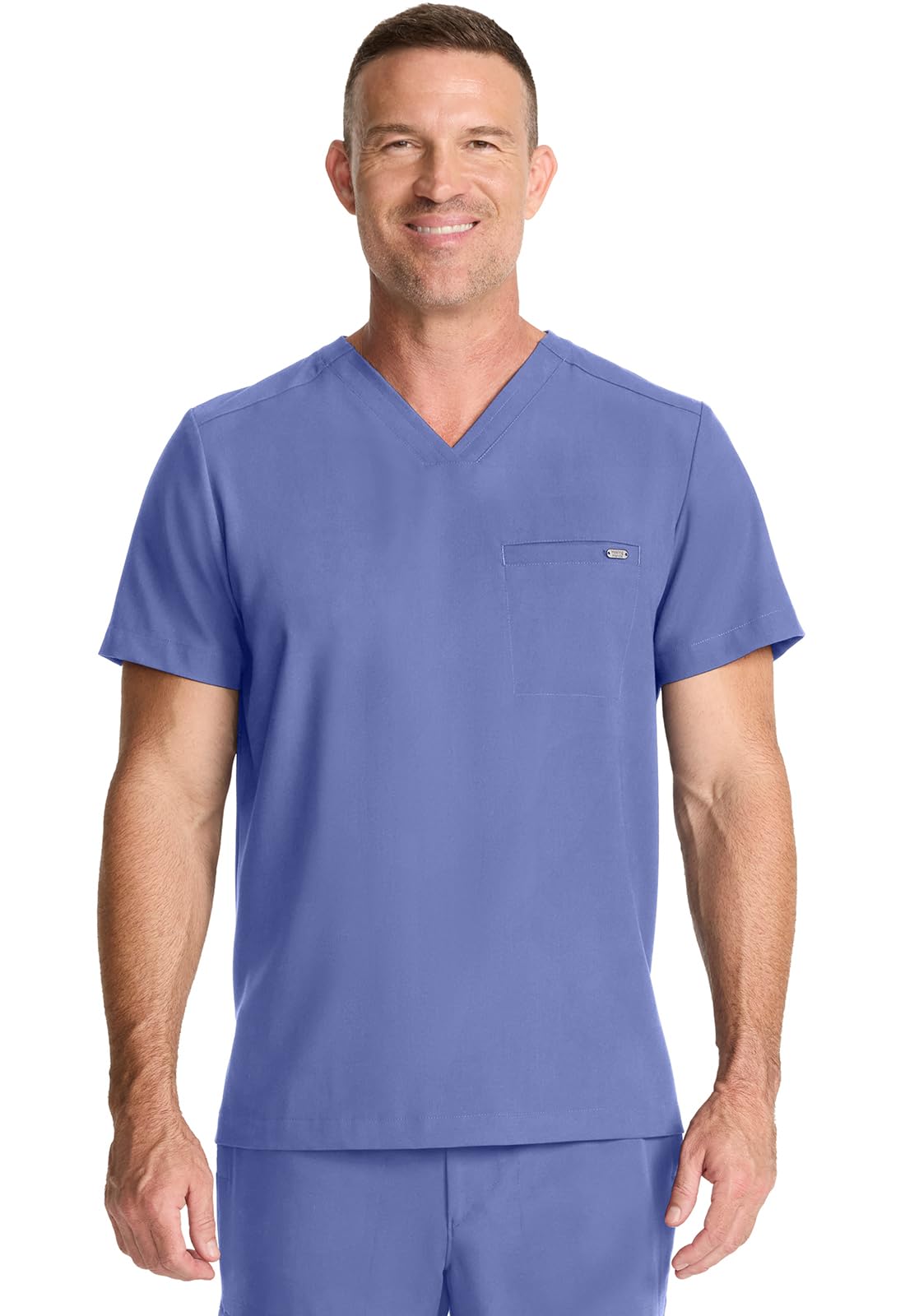 Quest Mens Scrubs Top V-Neck 1 Pocket 360° Stretch