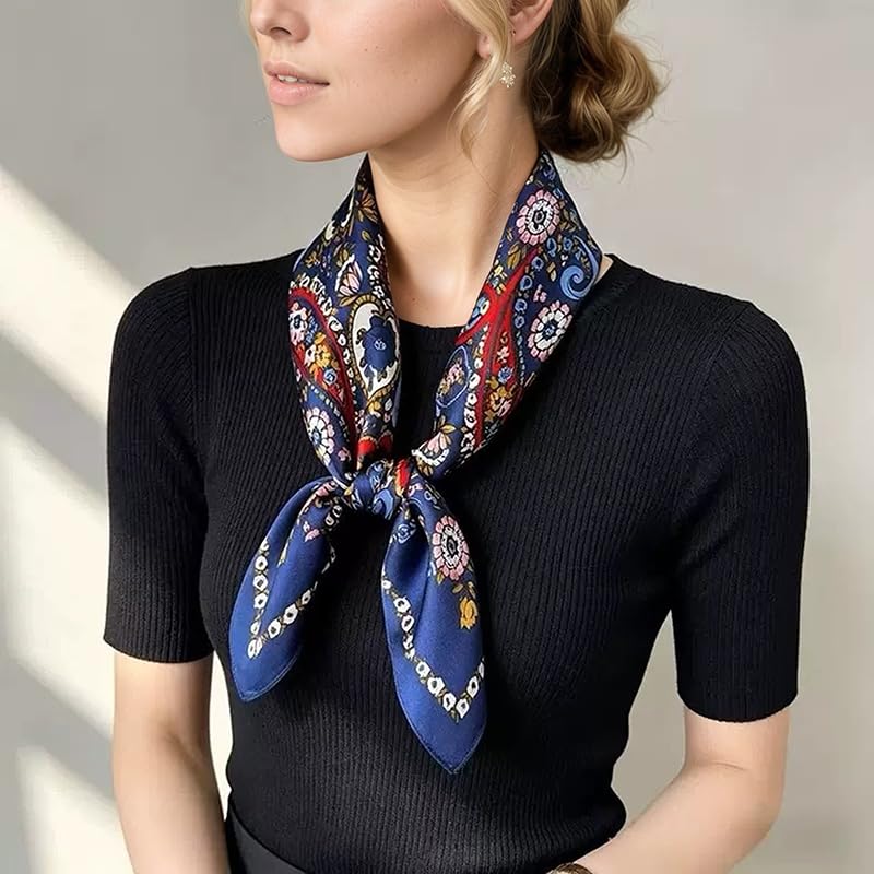 Image of ANDANTINO 100% Mulberry Silk Scarf -21 inch Square Neckerchief with Gift Packed
