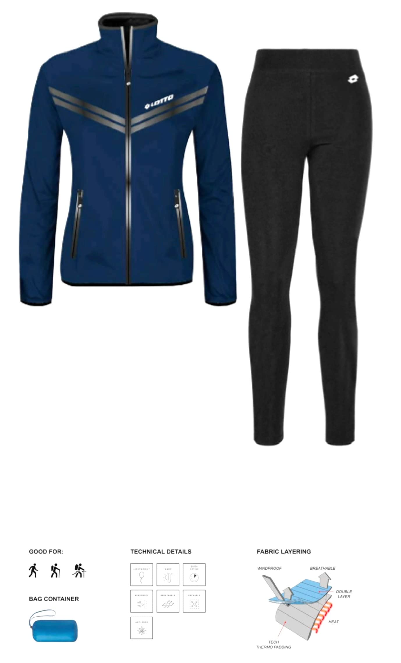 Lotto Tuta Donna Completa Triacetato Tuta Donna Sportiva Blu Manica Lunga