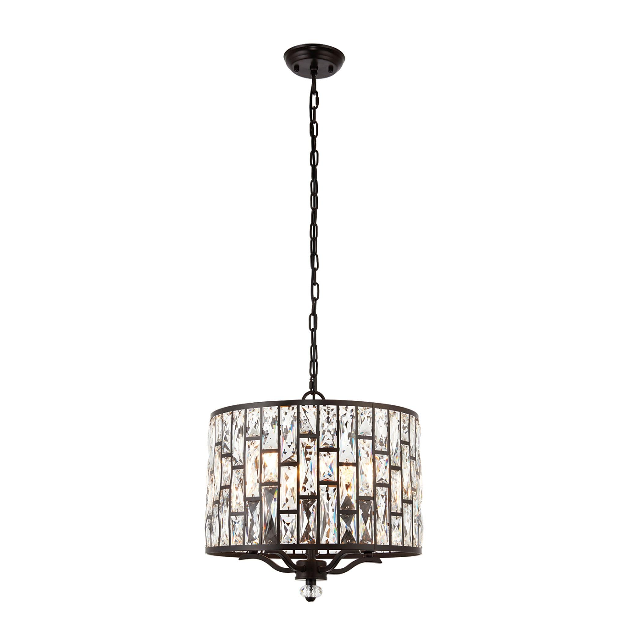 Endon Collection Belle 5 Light Pendant Dark Bronze Clear Crystal E14 - Brown
