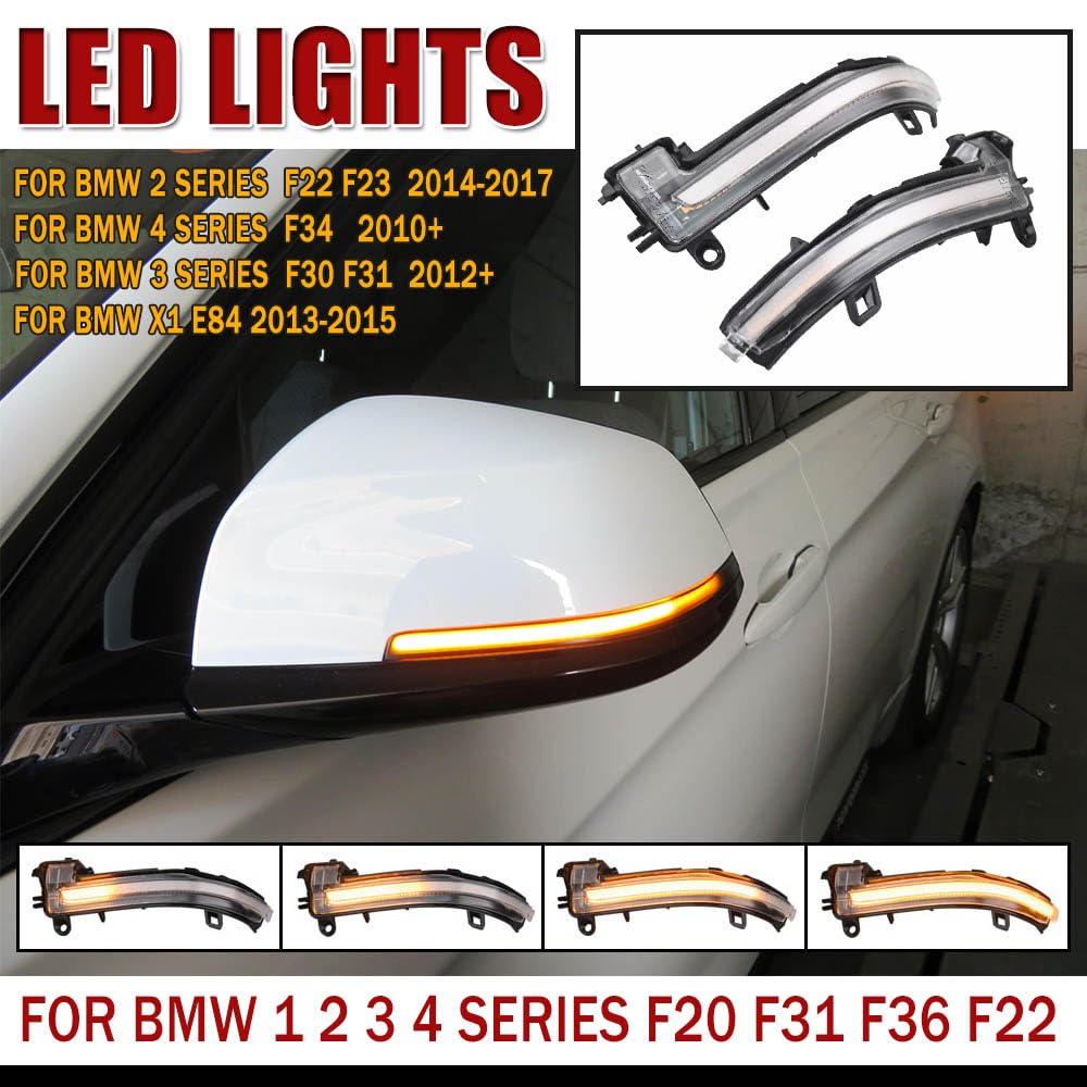 dinamiche indicatori di direzione una coppia specchio luci led per F20 F21 LCI F22 F23 F87 M2 F30 LCI F31 LCI F34 GT F32 F33 F36 i3 I01 X1 E84 Serie 1 2 3 4 (Trasparente)