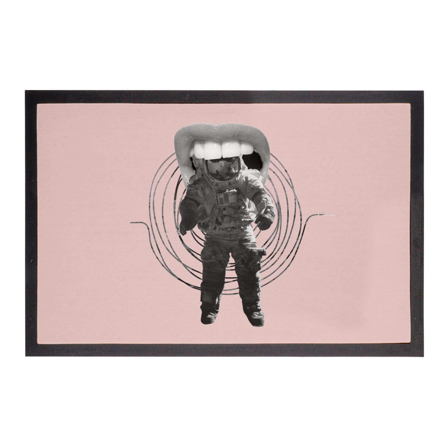 Paillasson rose 60x40cm astronaute espace surréaliste antipoussière durable pour maison