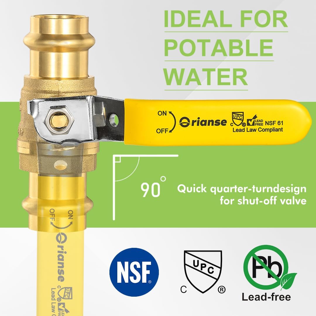 2 Pack 3/4 Inch Press X Press Propress Ball Valve with drain,Heavy Duty,1/4- Turn Full Port Shut Off Stop Ball Valve For Copper Pipe Connection