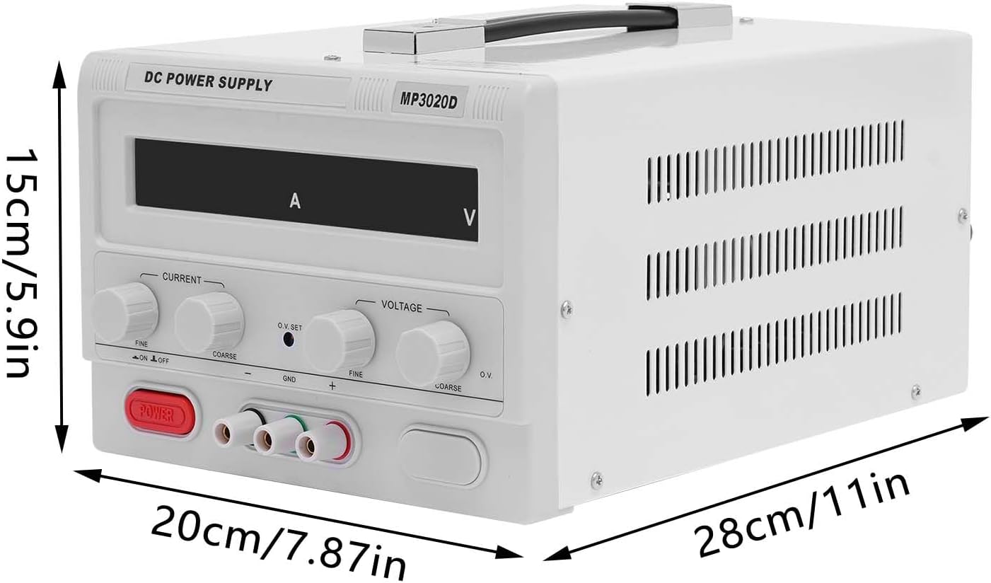 DC Power Supply, 0-30V 0-20A Variable Power Supply, Adjustable Switching Regulated Lab Power Supply, High Precision DC Power Source for DC Motors, DVD, Audio, Resistors, Capacitors