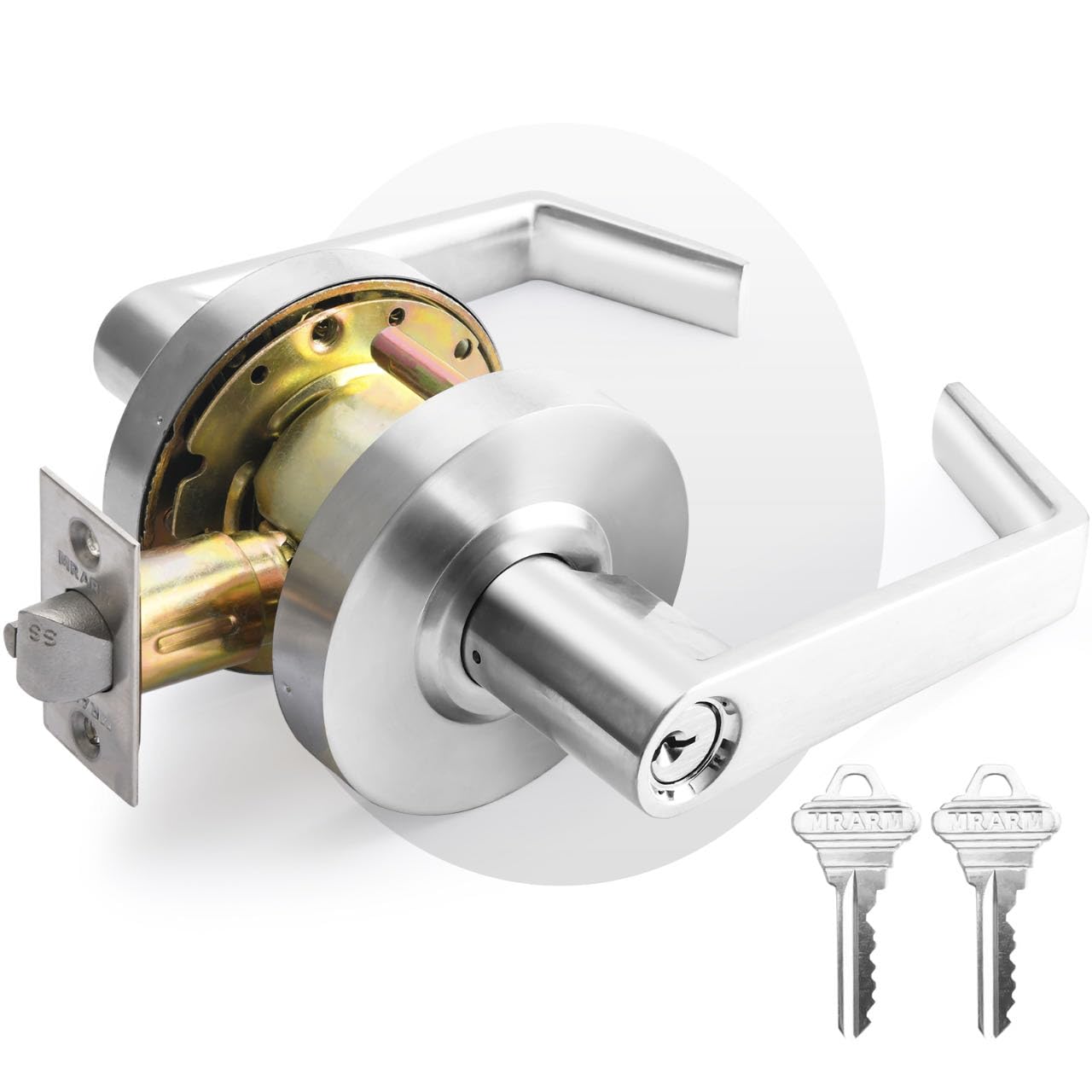 MrArm Cerradura de palanca de puerta comercial, manija de puerta de bloqueo resistente, manijas de puerta de diseño, cerradura de palanca cilíndrica, manija de puerta estándar industrial de grado 2