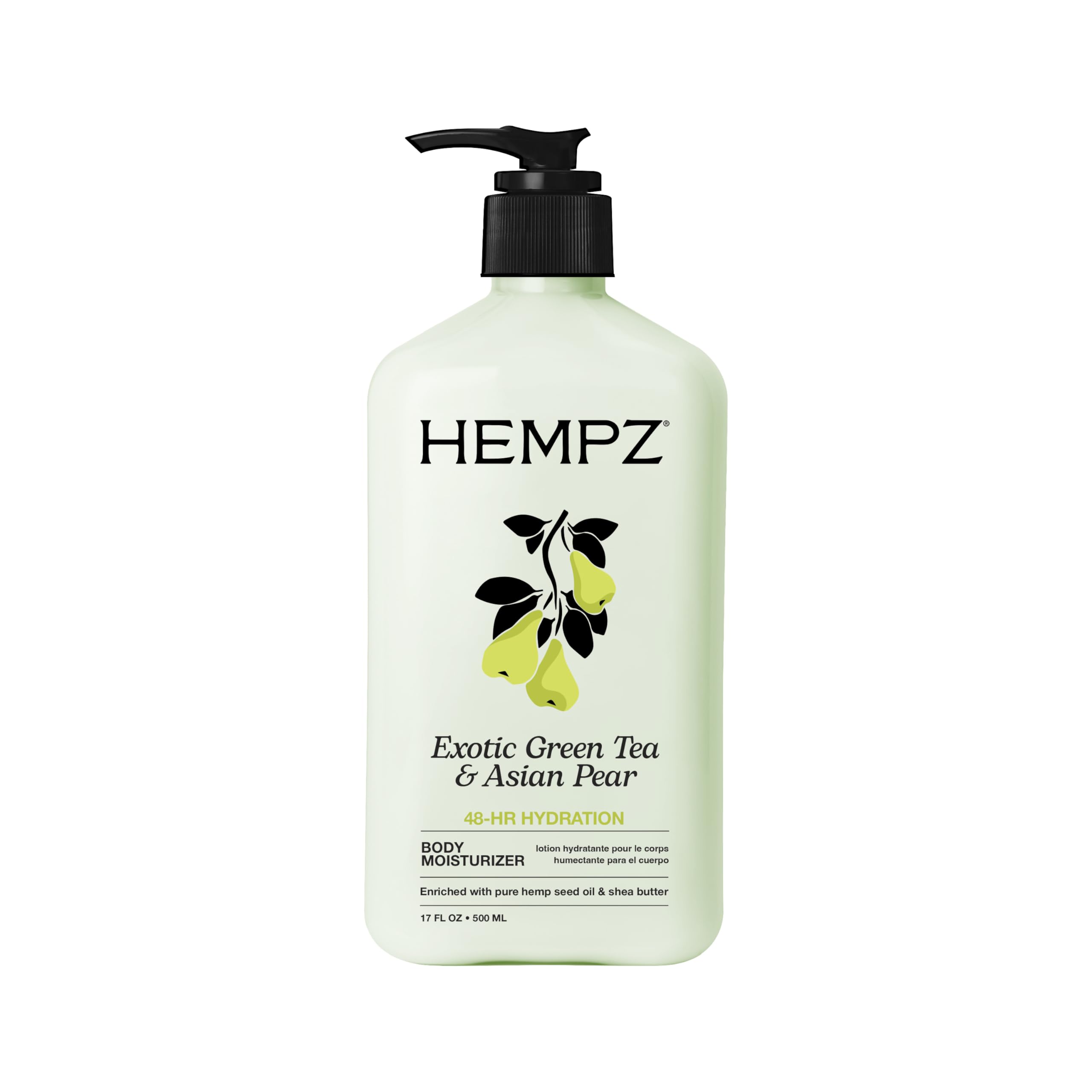 HEMPZ Body Lotion - Green Tea and Asian Pear - Daily Moisturizing Cream - 17oz, Exotic Green Tea & Pear, 17 Fl Oz (Pack of 1)