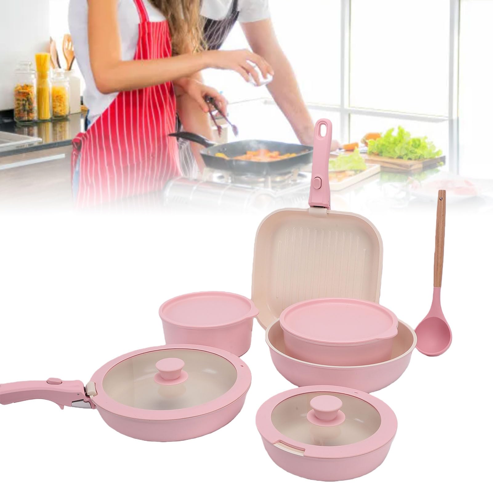 Set de Casseroles et Poêles avec Manche Amovible