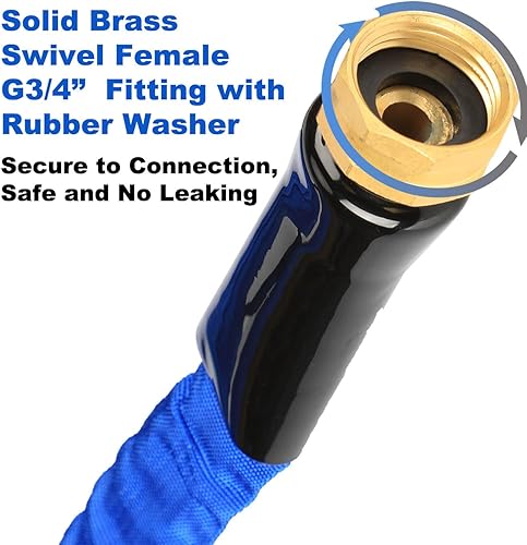 Miniatura 4 de YOTOO Manguera de jardín de 25 pies, ligera, duradera, flexible, no expandible, sin torceduras, con accesorios de latón macizo para exteriores,