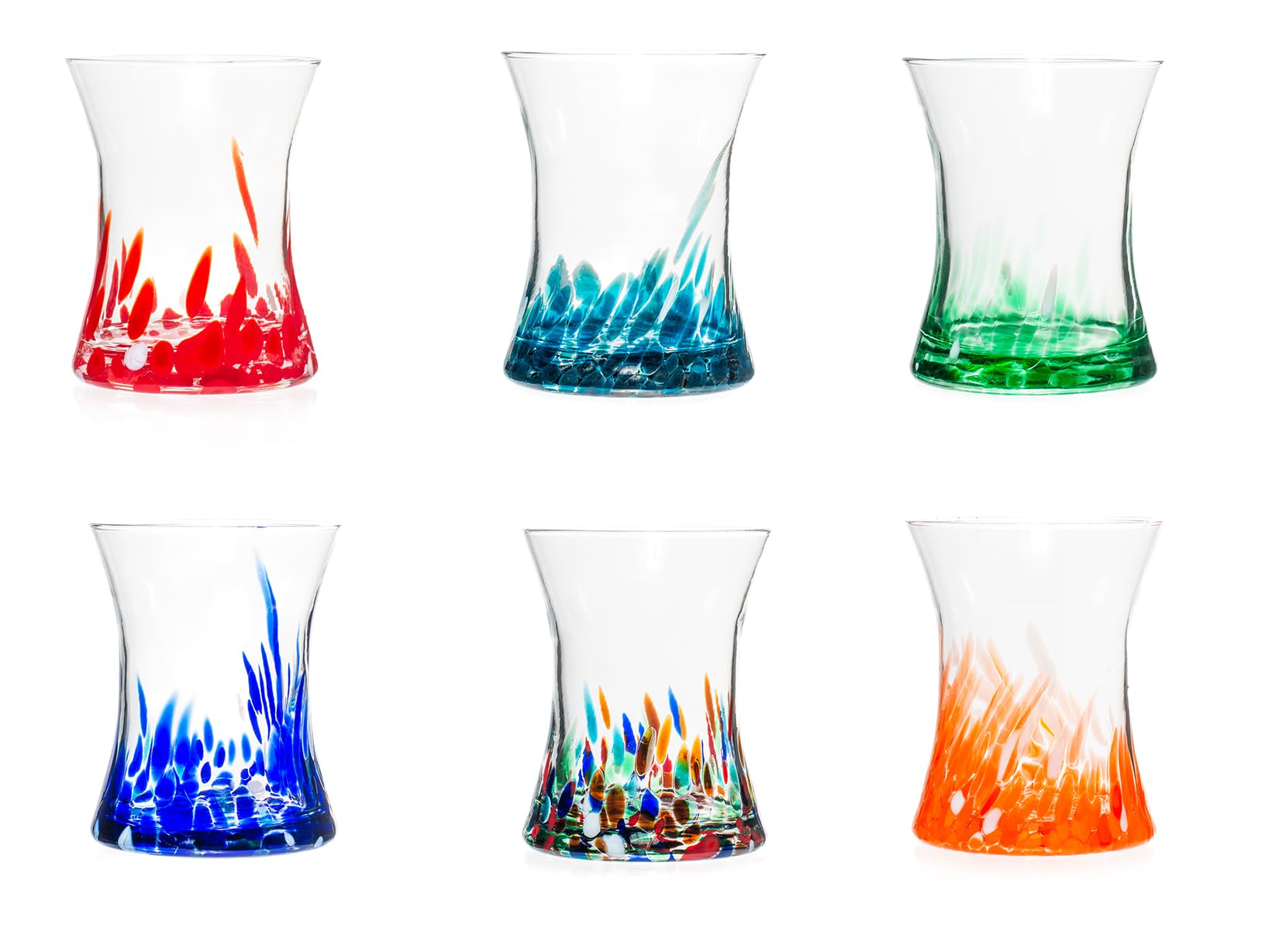 H&H set 6 bicchieri Veneziani Tulipano colorati cl 36