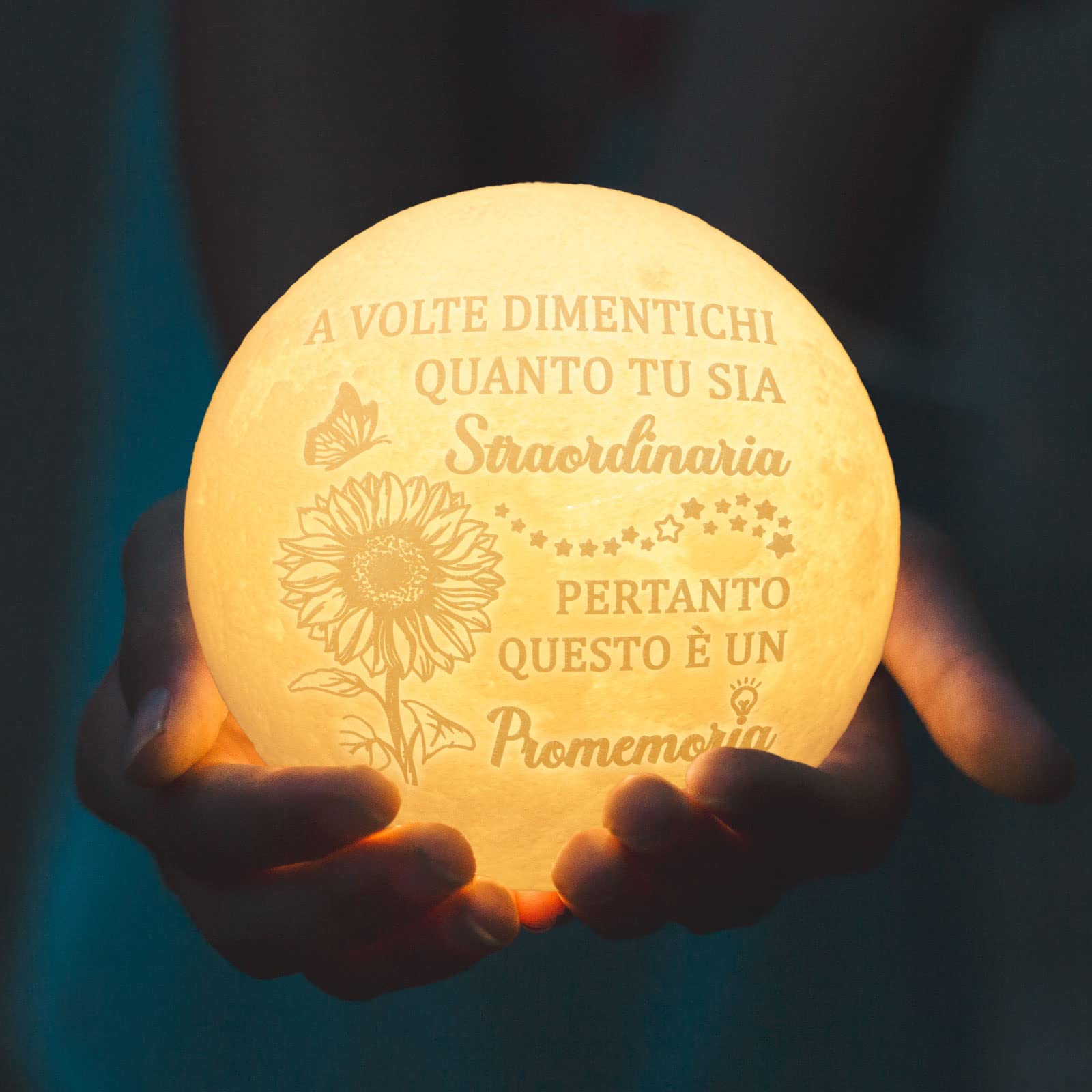 Regalo Donna - Motivazionale Lampada Luna, Lampada da Comodino | Abat Jour da Comodino | Idea Simpatica | Compleanno & Festa | Bambina Donna Uomo Amico Ado | Sorpresa Collega Ufficio