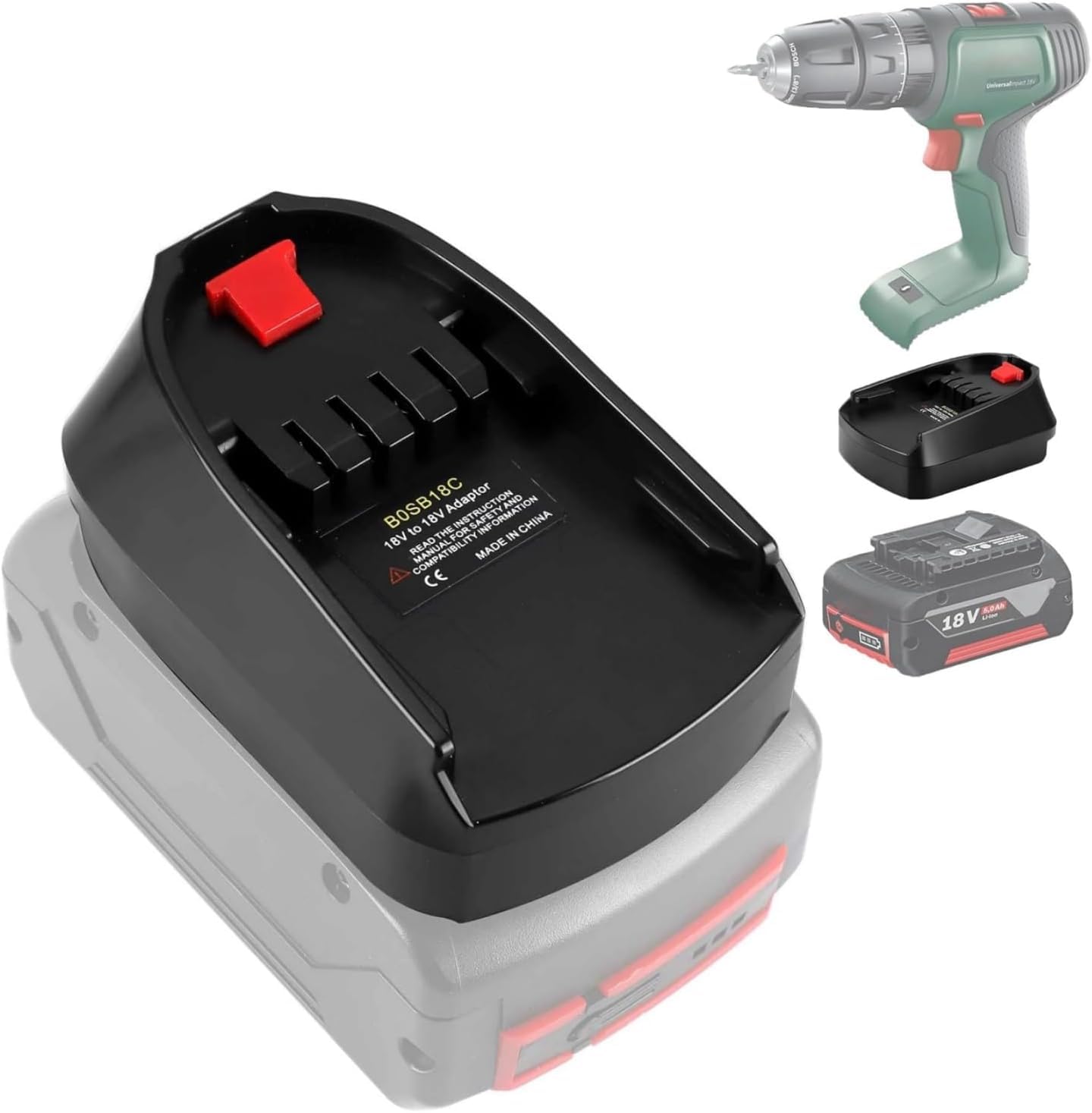 BOSB18C for Bosch GBA to PBA Battery Adapter (Converter for Bosch Professional 18V System Battery to Gardena 18V Power Tools)(Blue to Green)