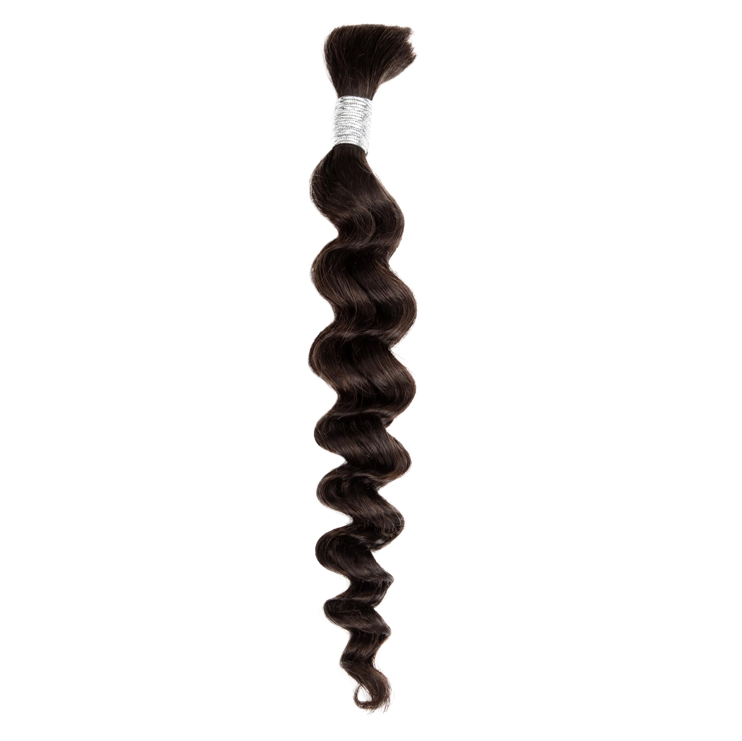 Menschliches Haar zum Flechten für Boho-Zöpfe – 14 Zoll (35 cm) – Ohne Weft – Deep Wave – 4 Strähnen/Packung (Gesamtgewicht 100g, Farbe #2 Dunkelbraun)