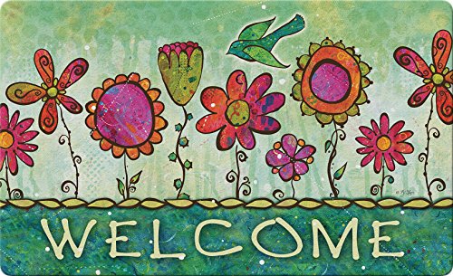 Toland Home Garden 800178 Groovy Blooms Spring Welcome Door Mat 18×30 Inch Summer Outdoor Doormat for Entryway Indoor Entrance