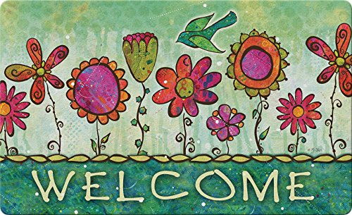 Toland Home Garden Groovy Blooms 18 x 30 Inch Decorative Flower Floor Mat Floral Welcome Doormat