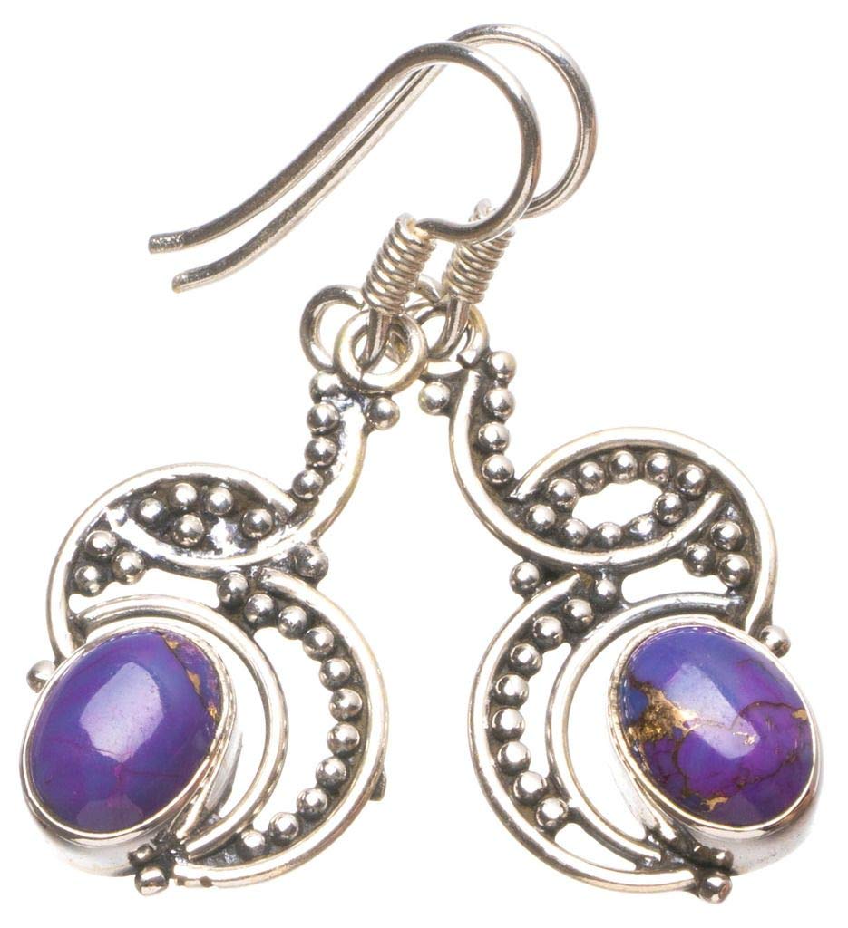 Natural Variscite Handmade Vintage 925 Sterling Silver Earrings 1 1/4" T5045