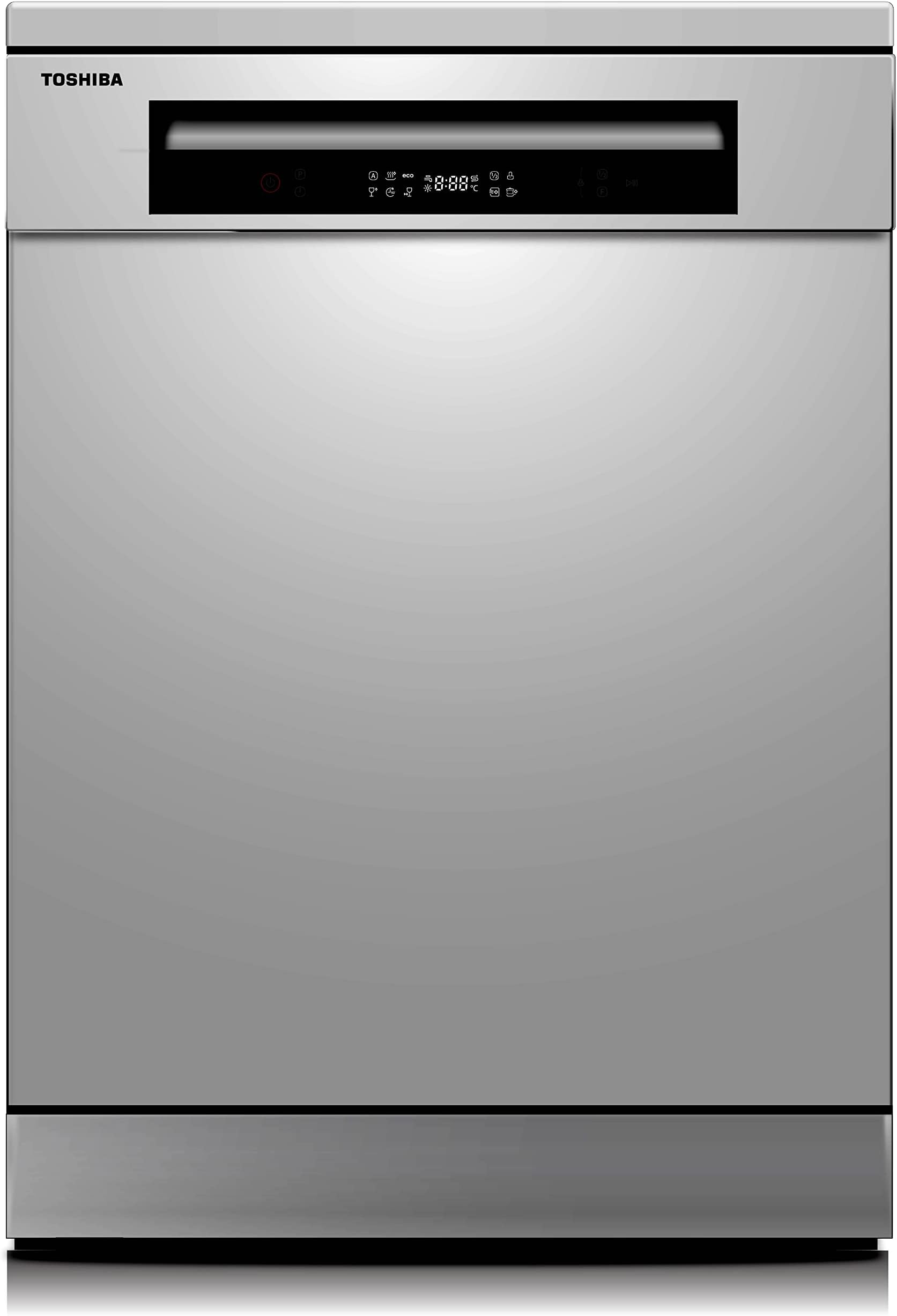 Toshiba 14 Place Setting, 6 Programs Free Standing Dishwasher with Dual Wash Zone, DW14F1(S) Silver -