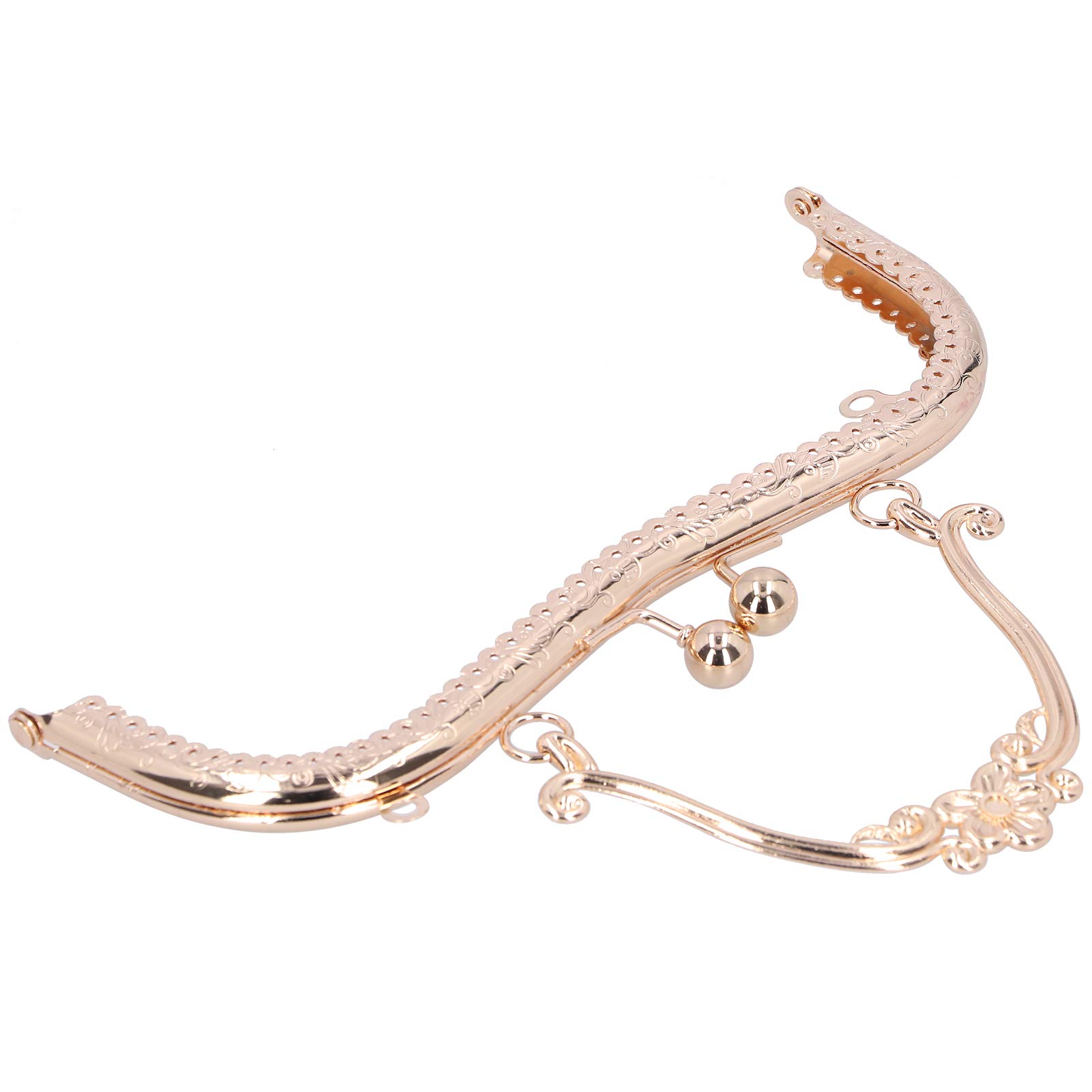 Tnfeeon Metal Purse Frames Handles, 20.5cm Metal Purse Bag Frame Kiss Clasp Lock Retro Embossed Handle Craft Decorations(Gold B01-029—00549)