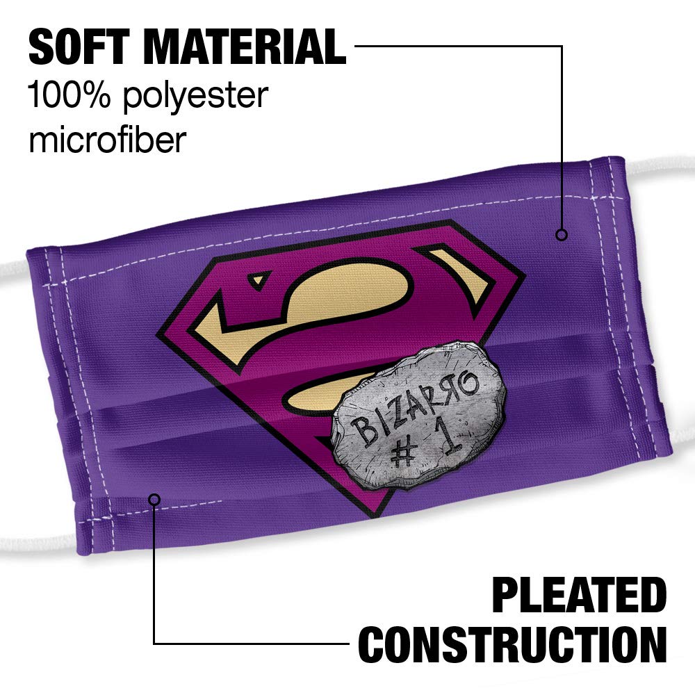 Popfunk Superman Bizarro Shield 1-Ply Reusable Face Mask Covering with Adjustable Nose Wire, Unisex