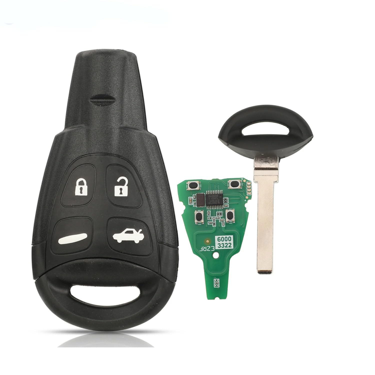 4-Tasten Fernbedienung 433 MHz Smart Key für Saab 9-3 9-5 2003-2007