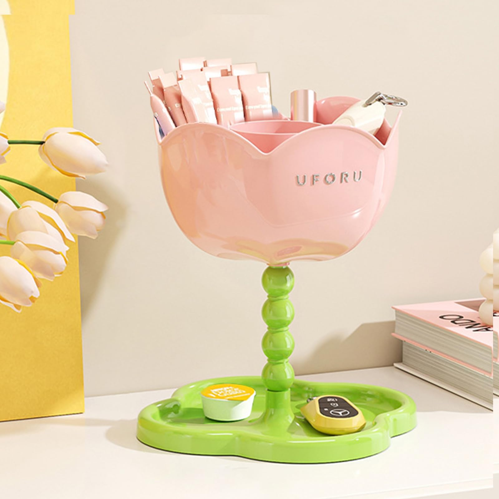 Boîte à thé et capsules rose pour rangement comptoir cuisine