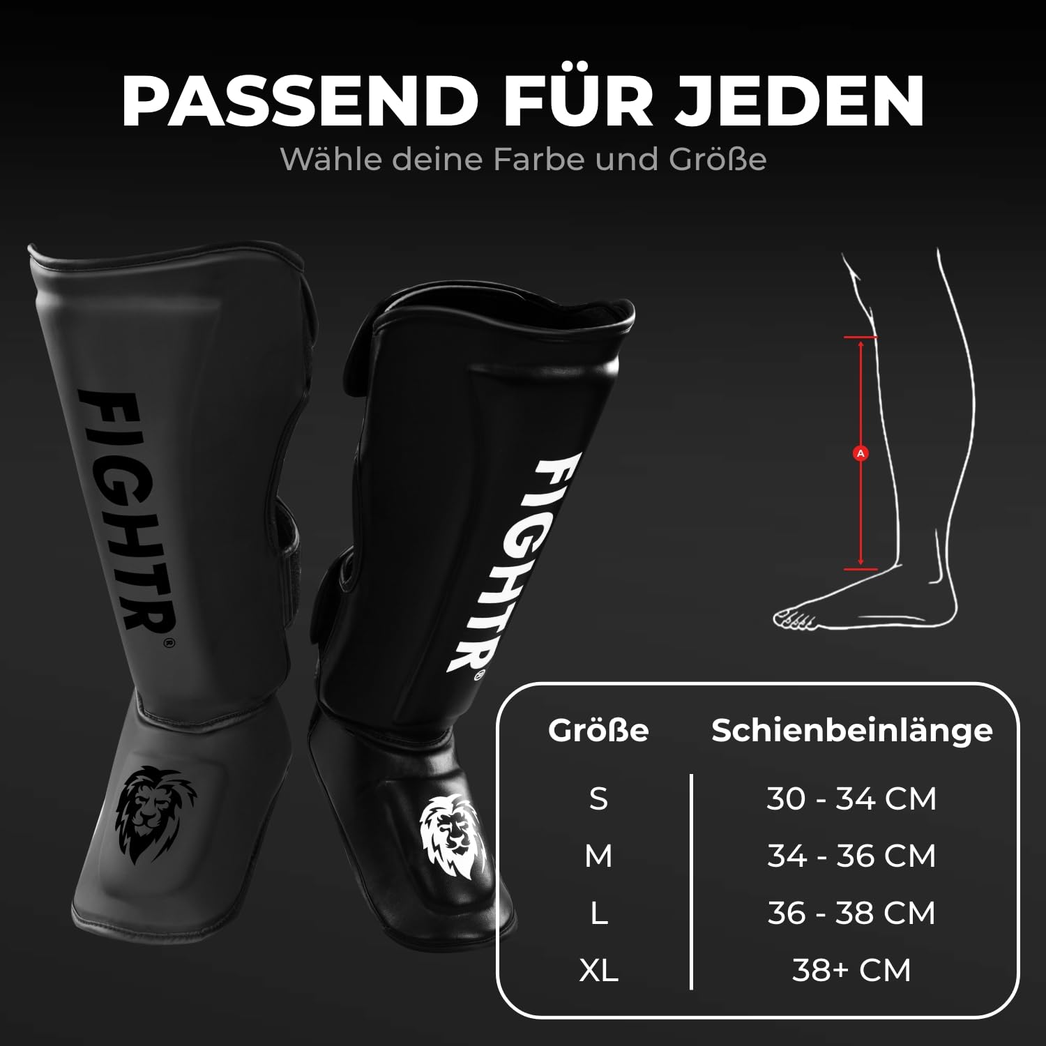 FIGHTR® Profi Schienbeinschoner extra Dick - mit perfektem Sitz und idealer Polsterung | Extra Dicker Schienbeinschutz für Kicks im Kickboxen, MMA, Muay Thai und Kampfsport