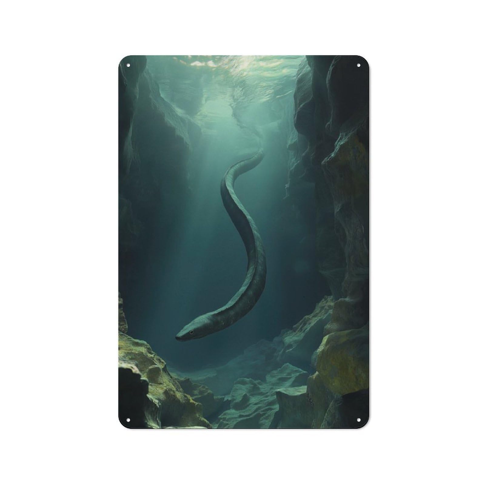 Junmoney Sea Serpent Eel In Cave Rustic Metal Sign 30X20cm For Café Or Restaurant, For Vintage Wall Decor Fans, For Living Room And Hallway Decor