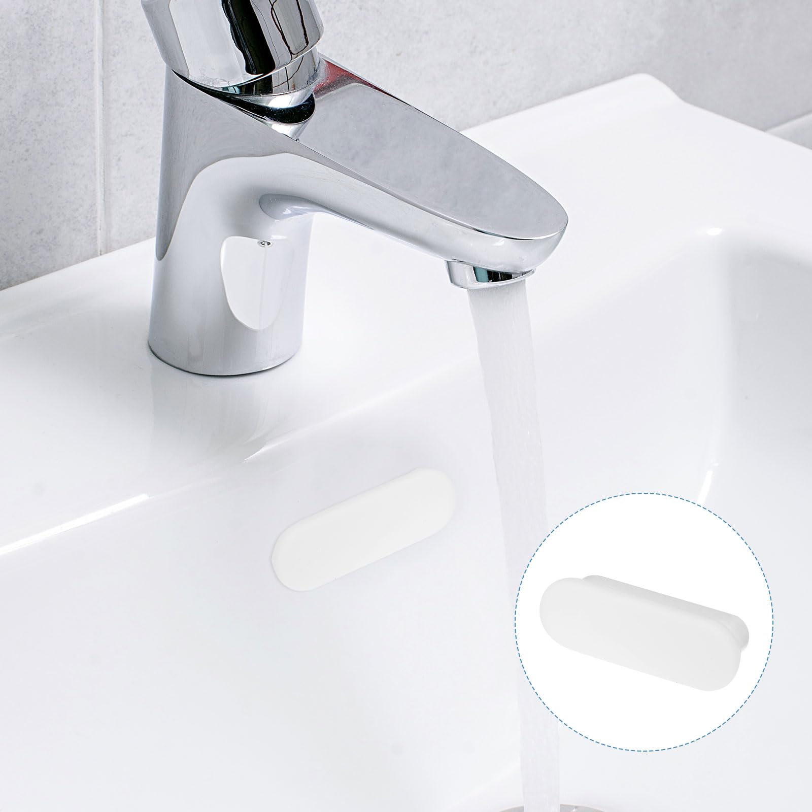 QUARKZMAN 4Pcs Anelli Di Troppo Pieno Per Lavello, Rifiniture Per Lavandino Bagno Cucina Vasca Copertura Ovale Foro Semi-Aperto In Silicone Inserimento Nel Foro (Bianco)