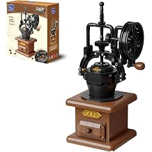 PANTASY Coffee Grinder Building Blocks Set, Vintage Hand Crank Mechanical Model, Moving Gears with Simulated Coffee Beans, Mini Coffee Shop Scene, Display Retro Decor for Adults Teens
