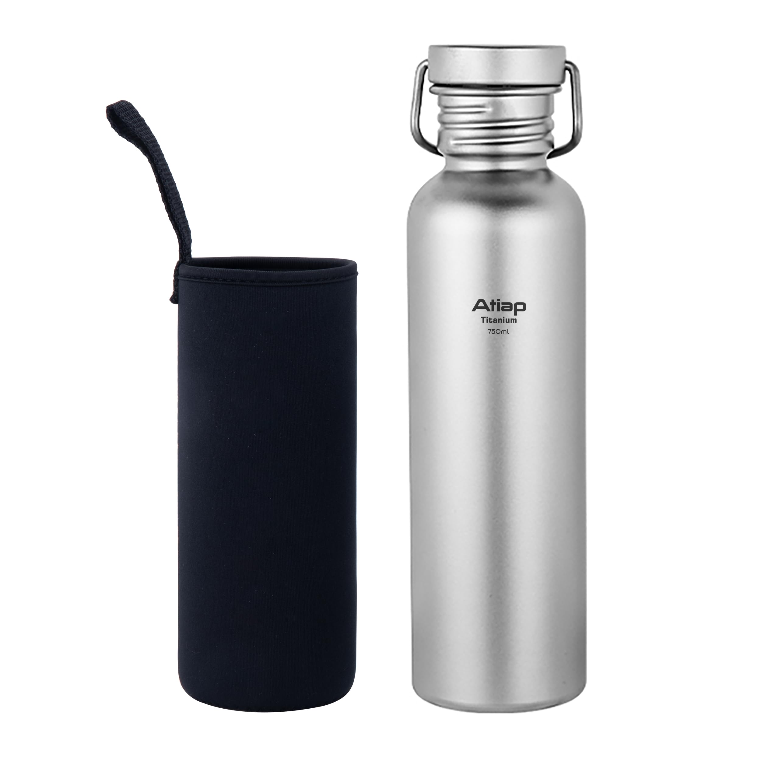 ATiAP Titanium Water Bottle Sport Bottle Ultralight Leakproof for Outdoor Camping Hiking (750ml)