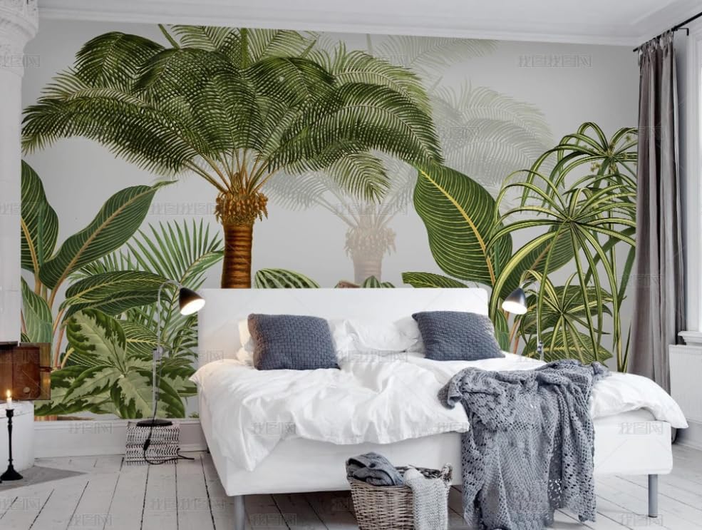 Papier peint dessin main plantes tropicales géant 300cm