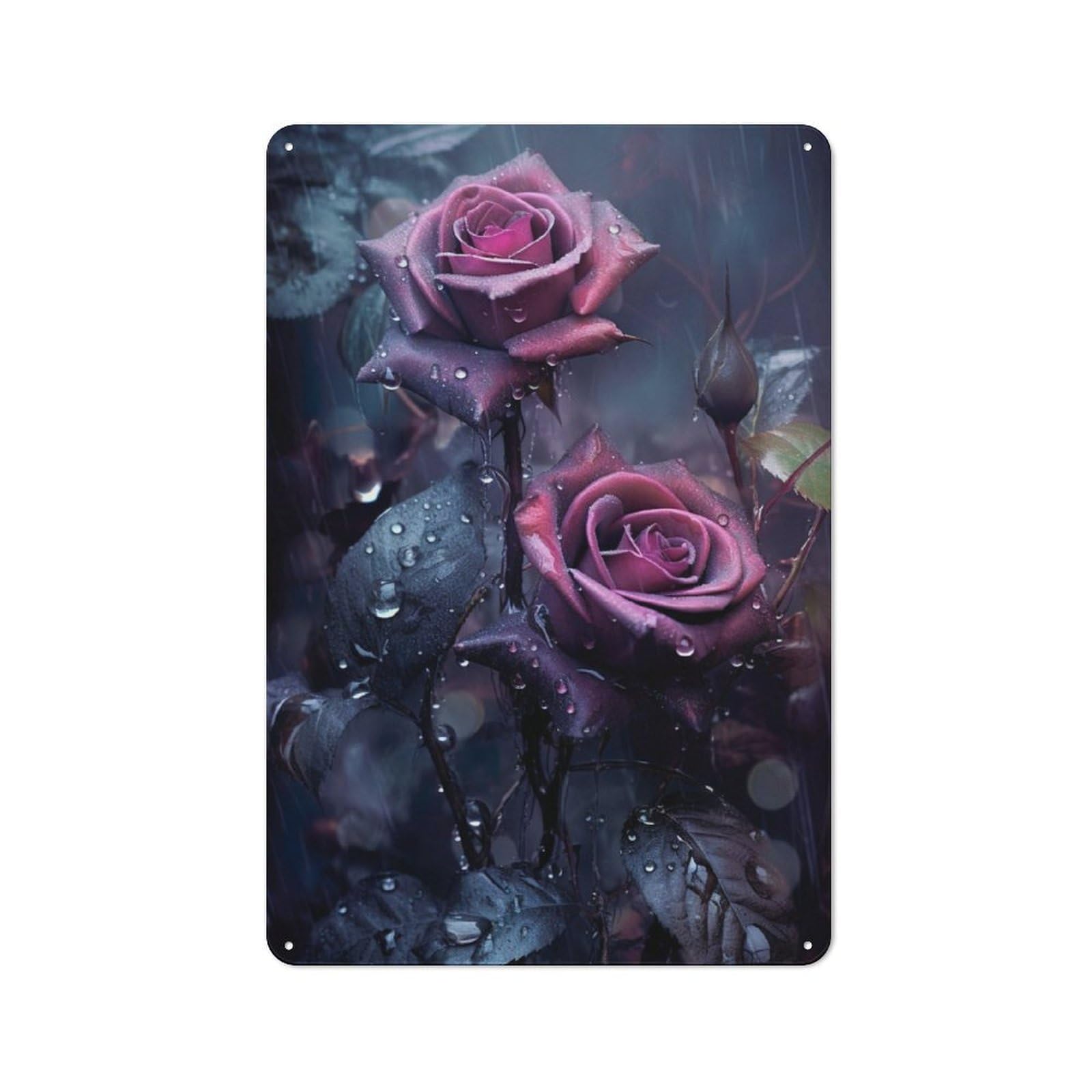 Junmoney Dark Roses Retro-Style Metal Plaque 30X20cm For Kitchen Or Home Bar, Gift For Home Bar Enthusiasts During The Christmas Season